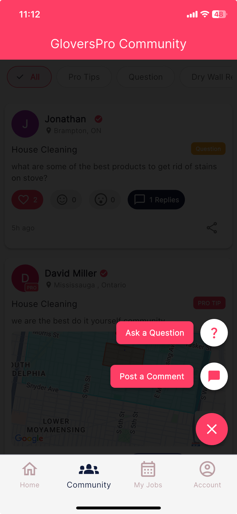 GloversPro community support screen